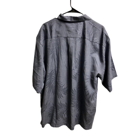 Jimmy Jaxx Button Up Short Sleeve Shirt XL/EG Blue Palm Leaves 100% Silk - Picture 2 of 9